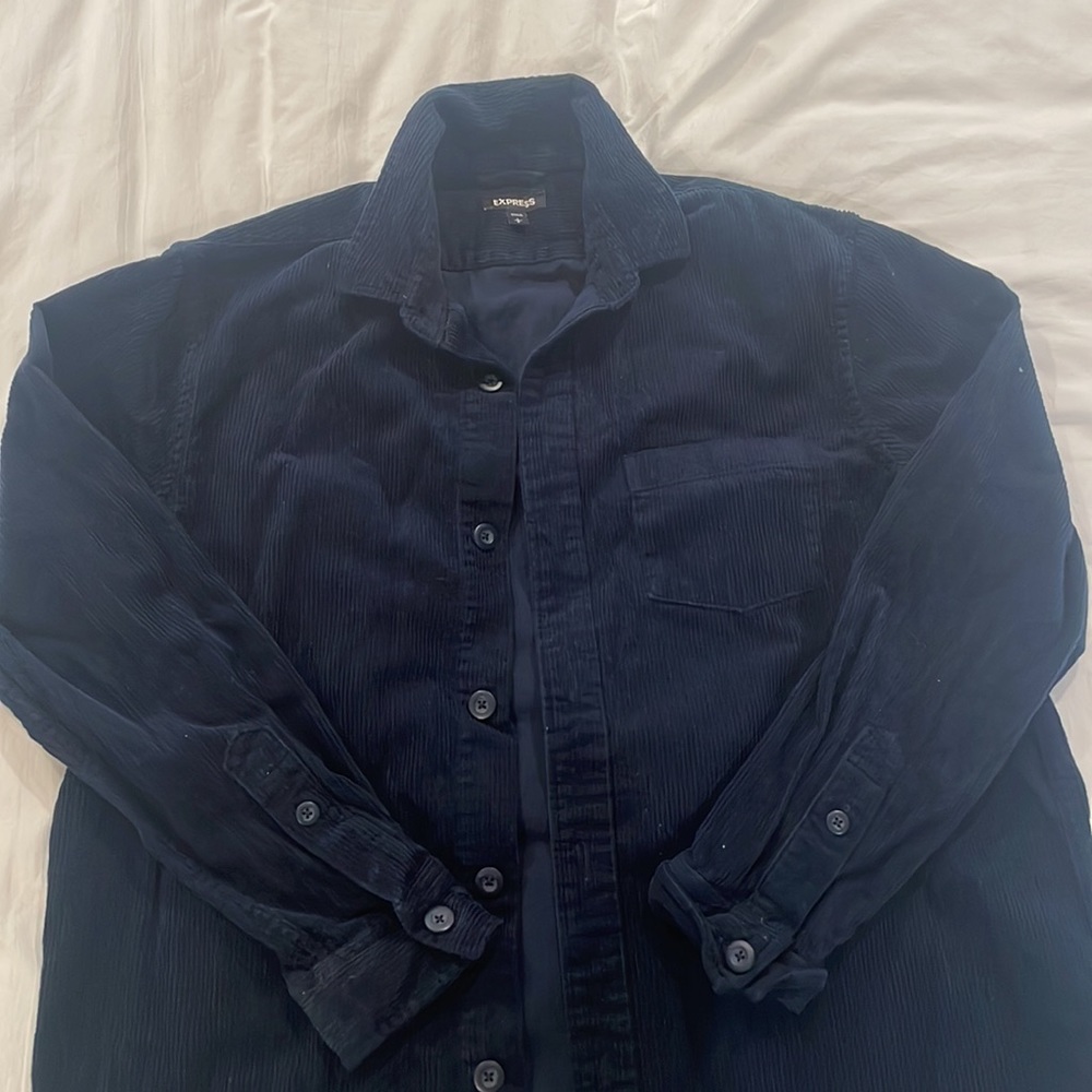 Express Navy Blue Corduroy Shacket